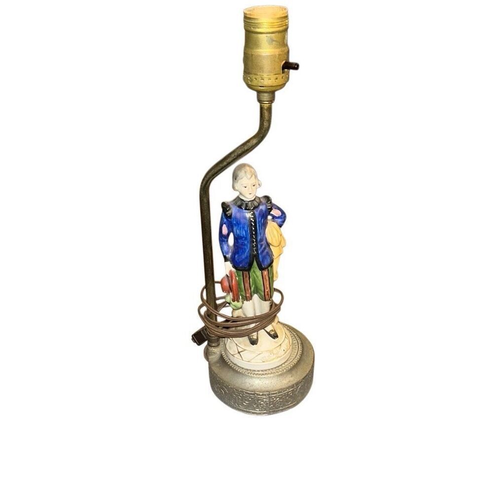 Working Male Colonial Figure Porcelain Lamp, Home Decor, Colonial Decor vintage